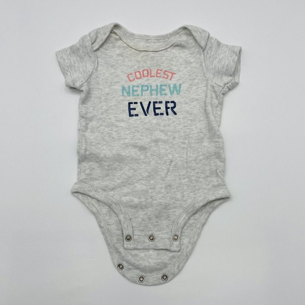 Carters Infant Boys Size 6 Months Coolest Nephew Ever Short Sleeve One Piece 162